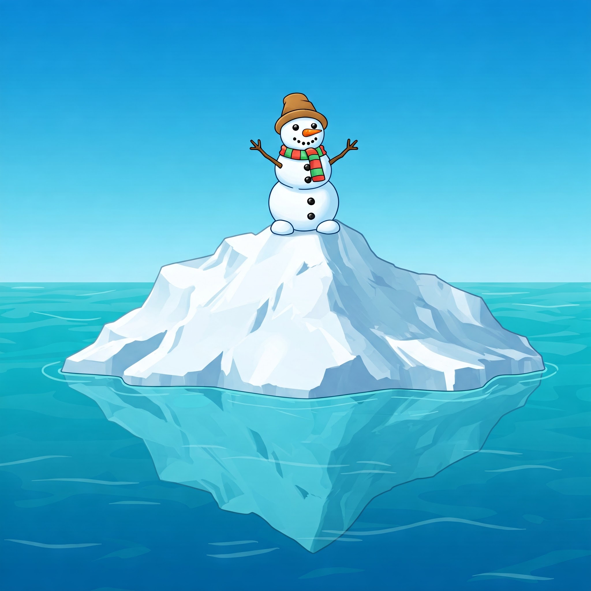 Snowman on iceberg representing AI - what's visible is just the tip